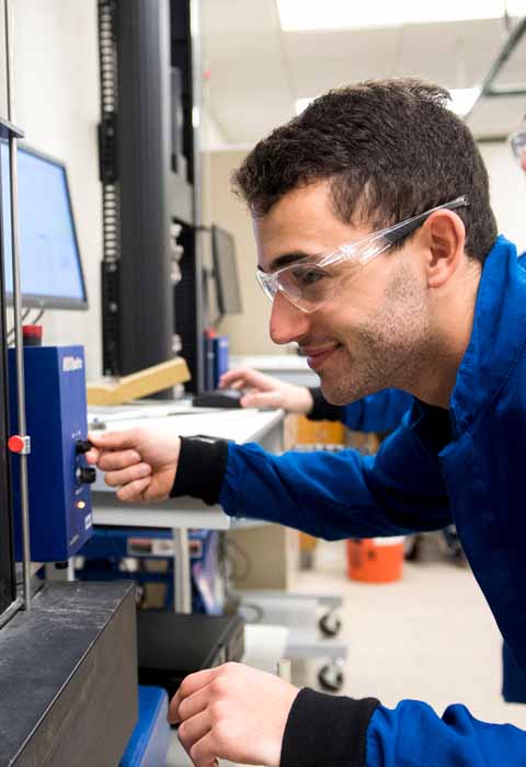student in environmental engineering lab
